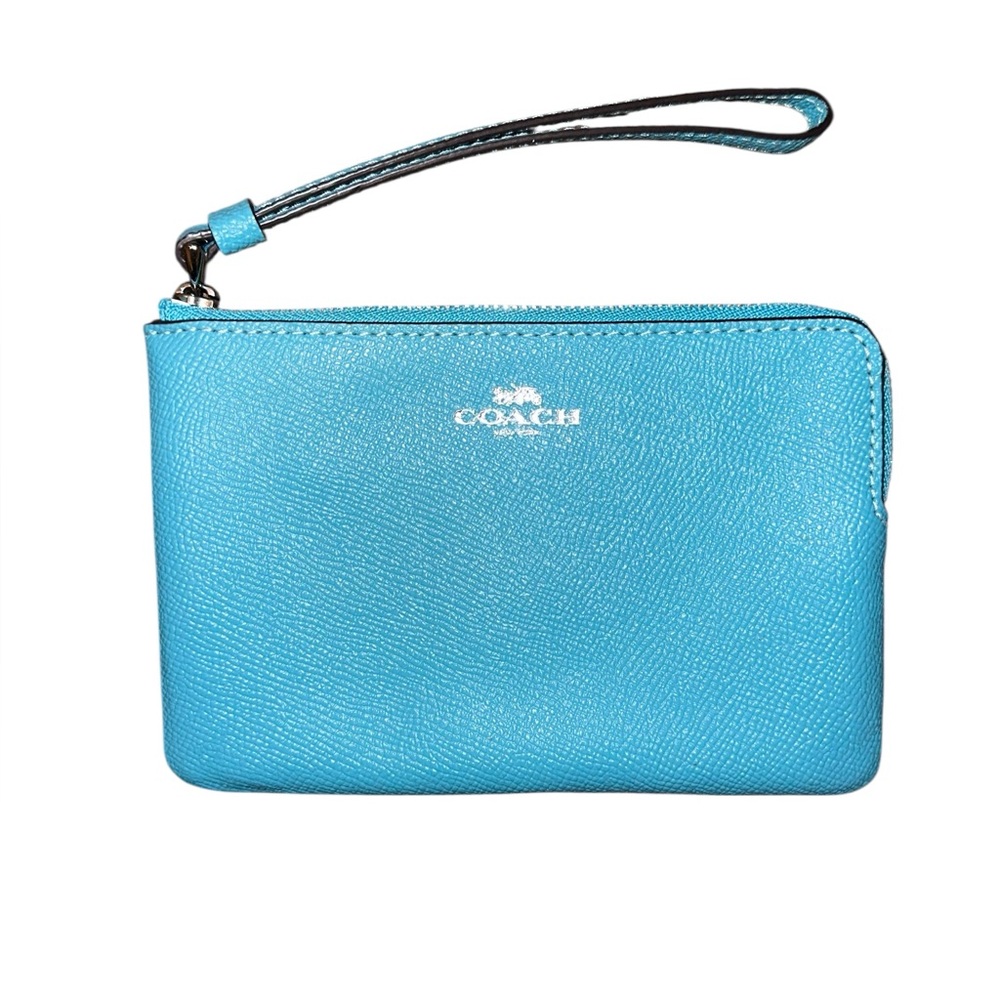 Coach Aqua Leather Wristlet